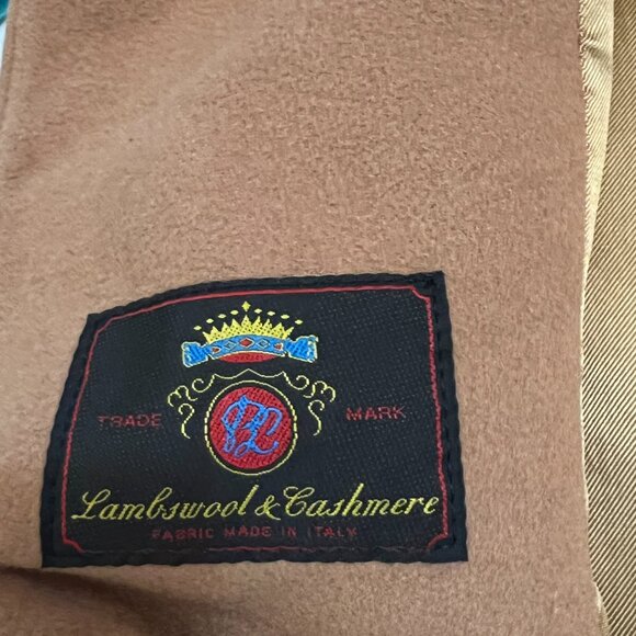 Bill Blass Women's Pea Coat Tan Wool with Cashmere Blend Double Beaded Size M - Picture 7 of 14